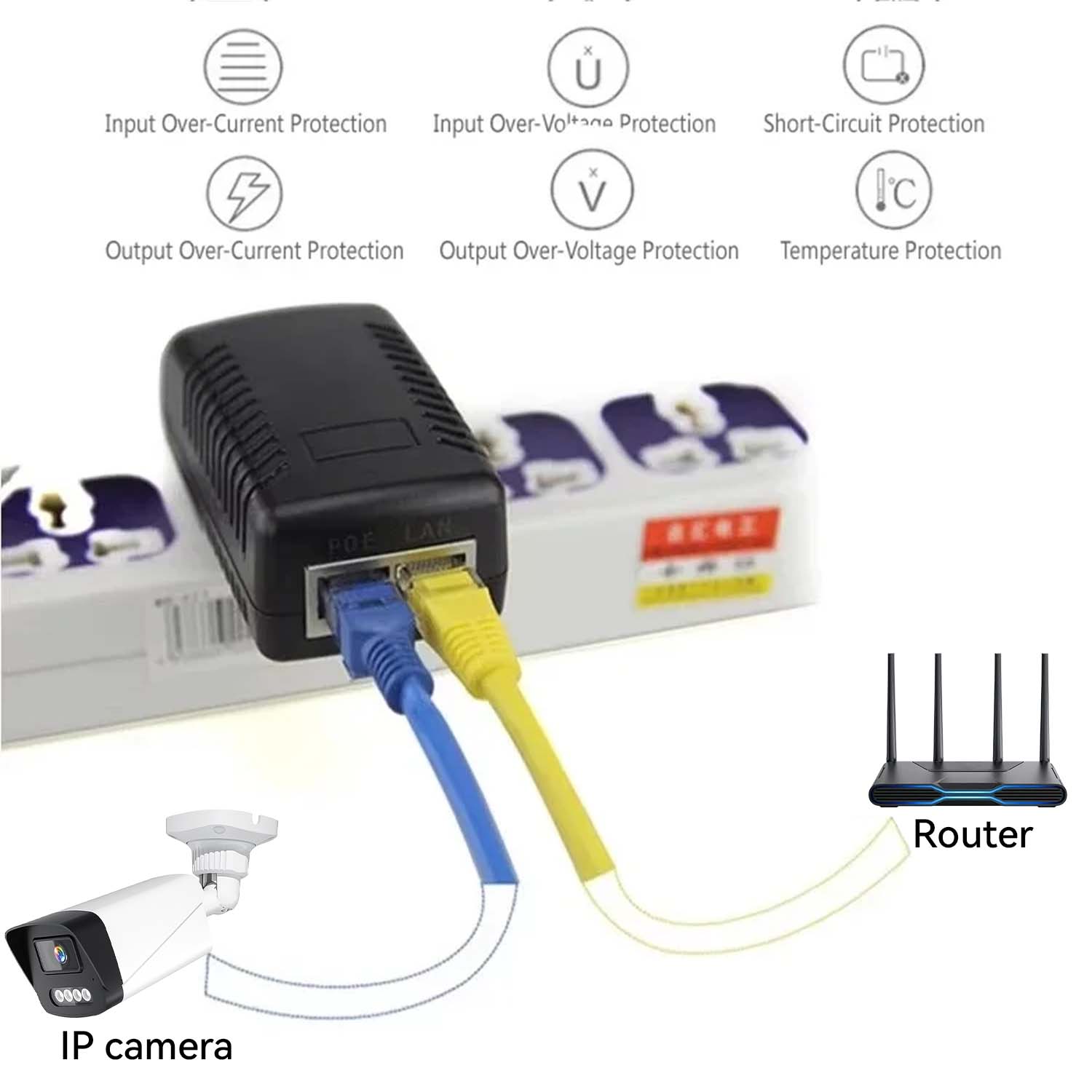 48V/12V POE Injector Ethernet  - Power Over Ethernet recension och pris
